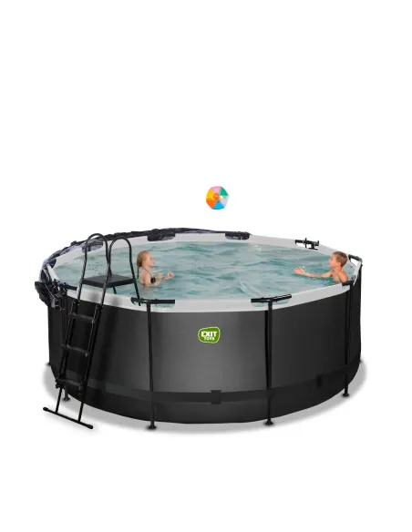 EXIT Black Leather pool ø360x122cm with dome and sand filter pump - black Piscina con bordi Piscina rotonda 10126 L Nero