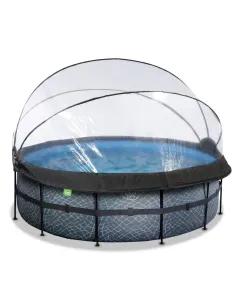 EXIT Piscina "Stone" ø427x122 cm con filtro a sabbia e...