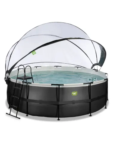 EXIT Black Leather pool ø427x122cm with dome...