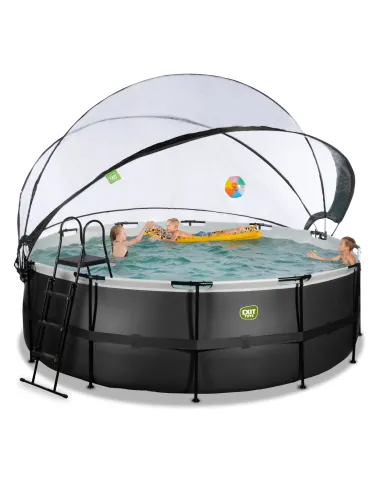 EXIT Black Leather pool ø427x122cm with dome...