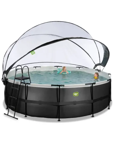 EXIT Black Leather pool ø450x122cm with dome...