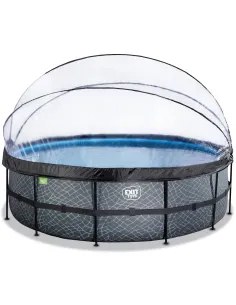 EXIT Piscina "Stone" ø488x122 cm con filtro a sabbia e...