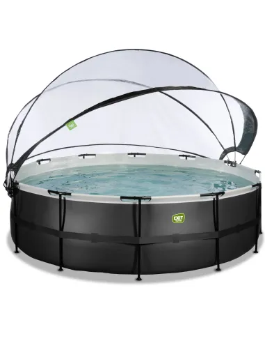 EXIT Black Leather pool ø488x122cm with dome...