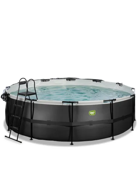 EXIT Black Leather pool ø488x122cm with dome and sand filter pump - black Piscina con bordi Piscina rotonda 19330 L Nero