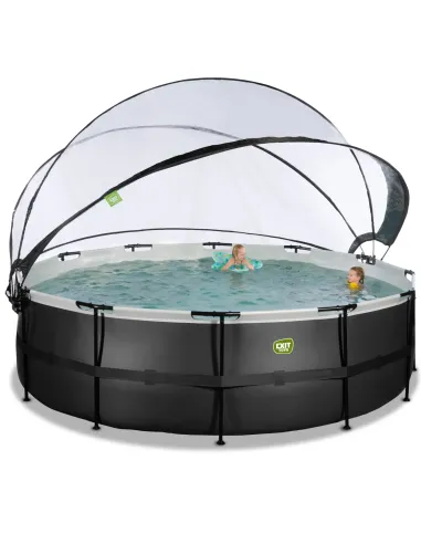 EXIT Black Leather pool ø488x122cm with dome...