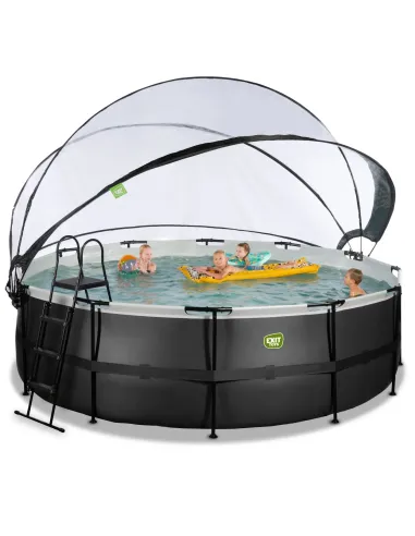 EXIT Black Leather pool ø450x122cm with dome...