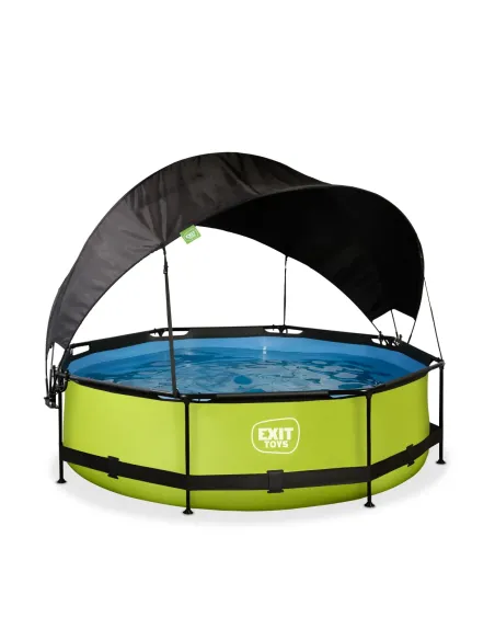 EXIT Piscina "Lime"  ø300x76cm con pompa filtrante, capote di protezione - Verde