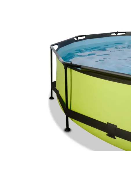 EXIT Piscina "Lime"  ø300x76cm con pompa filtrante, capote di protezione - Verde