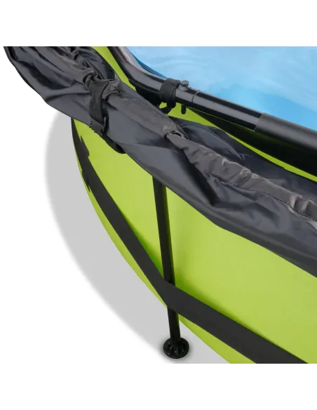 EXIT Piscina "Lime"  ø300x76cm con pompa filtrante, capote di protezione - Verde
