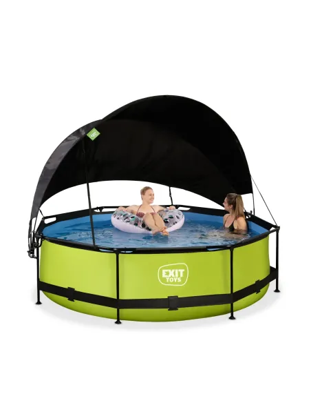 EXIT Piscina "Lime"  ø300x76cm con pompa filtrante, capote di protezione - Verde