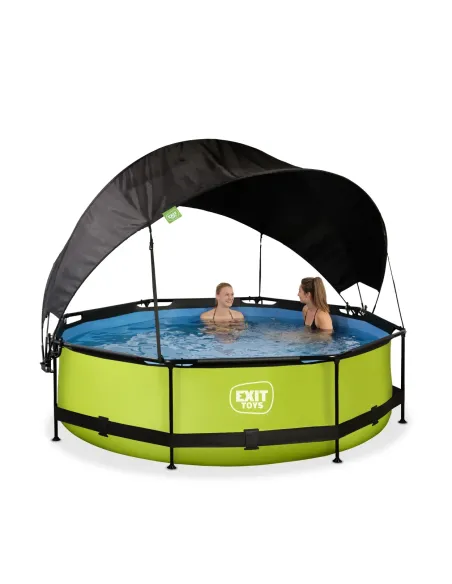 EXIT Piscina "Lime"  ø300x76cm con pompa filtrante, capote di protezione - Verde