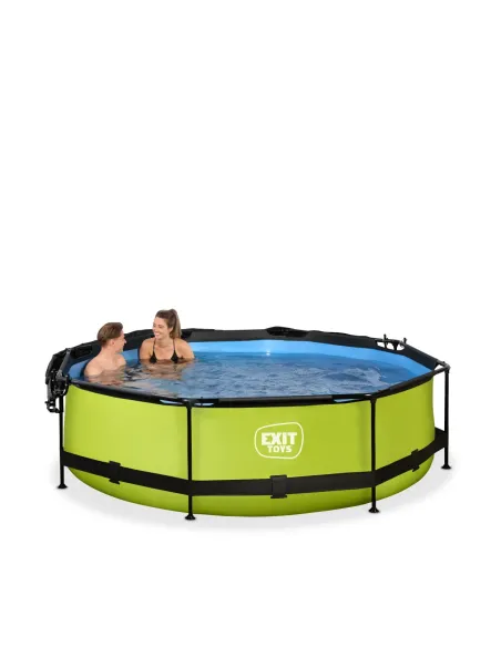 EXIT Piscina "Lime"  ø300x76cm con pompa filtrante, capote di protezione - Verde