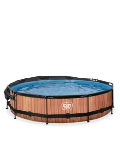 EXIT Wood pool ø360x76cm with canopy and filter pump -... 2