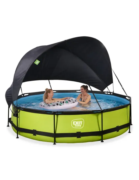 EXIT Lime pool ø360x76cm with canopy and filter pump - green Piscina con bordi Piscina rotonda 6125 L Verde