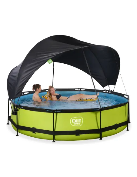 EXIT Lime pool ø360x76cm with canopy and filter pump - green Piscina con bordi Piscina rotonda 6125 L Verde