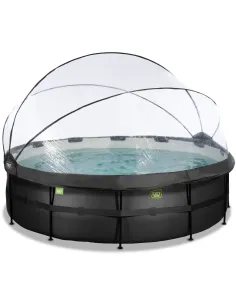 EXIT Piscina "Black Leather" ø488x122cm con filtro a...