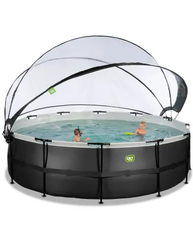 EXIT Black Leather pool ø488x122cm with dome...