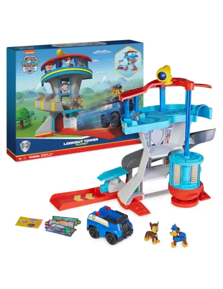 PAW Patrol Quartier Generale, Set di gioco Torre di Controllo, 2 Personaggi di Chase, auto della polizia di Chase e accessori, G