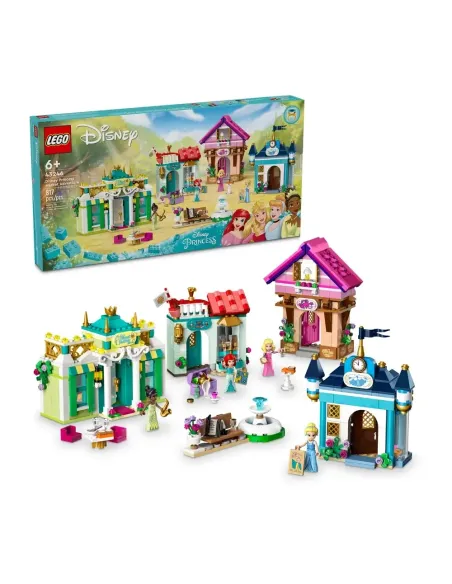 LEGO Disney Princess 43246 l'Avventura al Mercato Principesse Disney, Giochi Bambini 6+, Città da Costruire e 4 Mini Bamboline