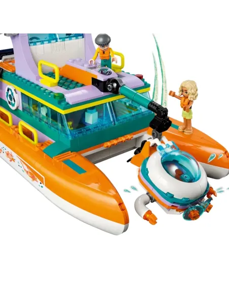 LEGO Friends 41734 Catamarano di Salvataggio, Barca Giocattolo con Animali e Sottomarino, Set Educativo, Regalo per Bambini 7+