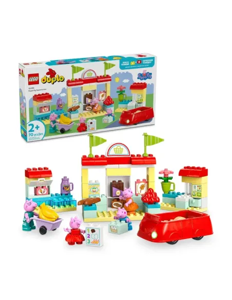 LEGO DUPLO 10434 Il Supermercato di Peppa Pig con Macchina Giocattolo e Negozio, Giochi Didattici per Bambine e Bambini da 2+