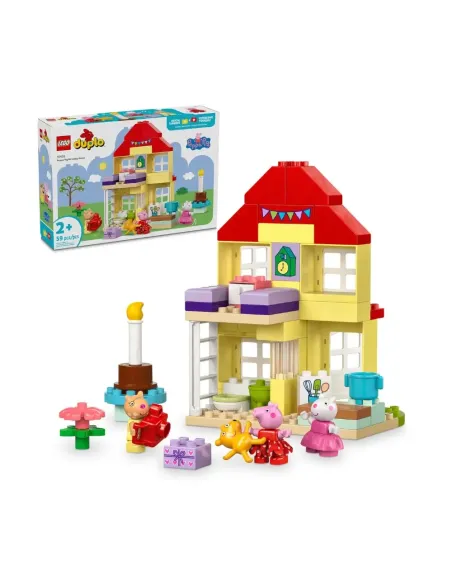 LEGO DUPLO 10433 La Casa del Compleanno di Peppa Pig, Giochi Creativi per Bambini 2+ Anni con 3 Personaggi, Playset Educativo