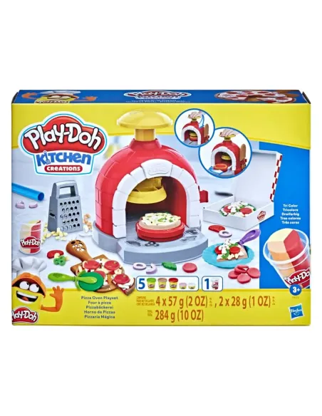 Play-Doh La Pizzeria, playset con 5 vasetti di pasta da modellare