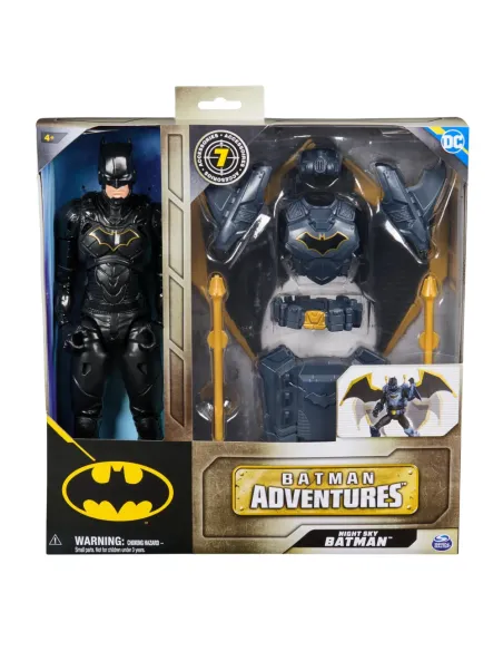 DC Comics , Action Figure Batman Adventures Night Sky, Alto 30 cm con Ali Espandibili, 17 Punti di Articolazione, 7 Accessori e 