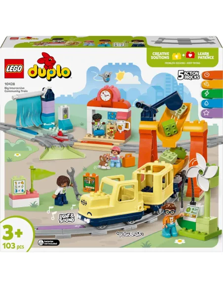 LEGO DUPLO 10428 Grande Treno Comunitario Interattivo, Giochi per Bambini e Bambine 3+ con Treno Push&Go, Regali Educativi