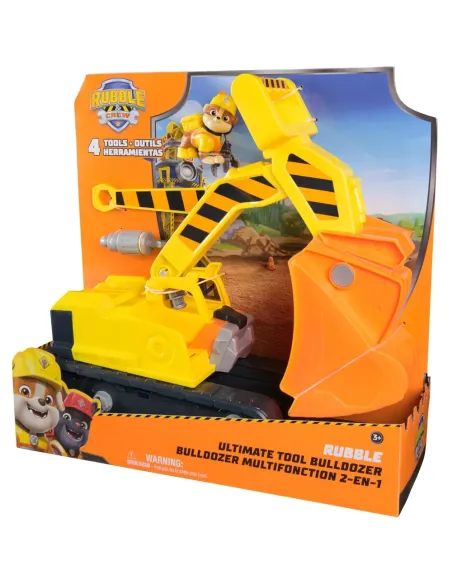 Rubble & Crew , Bulldozer di Rubble, con Attrezzi Rimovibili, Veicolo Giocattolo con Personaggio, Giocattoli di PAW Patrol per B