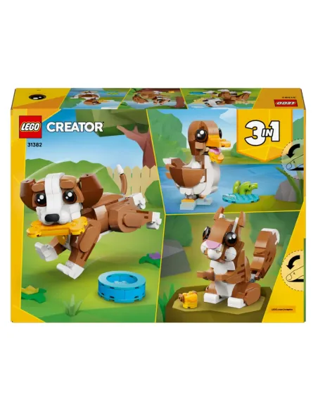 LEGO Creator 31382 3in1 Adorabili Animali: Cagnolino Giocoso, Animale Giocattolo Trasformabile in Scoiattolo o Anatra, 8+