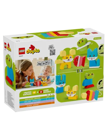 LEGO DUPLO 10477 Animali Domestici Creativi 3 in 1, Gioco Didattico per Motricità Fine con Animali Giocattolo, Regalo da 1+