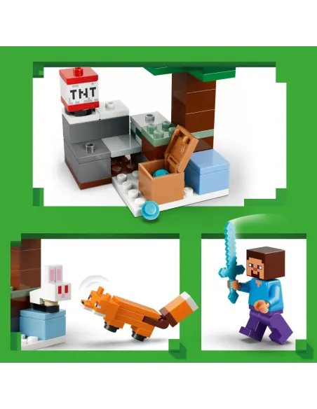 LEGO Minecraft 21583 Avventura di Steve nella Taiga, Giocattolo con Minifigure di Steve e Spada di Diamante, Regalo Gamer 6+