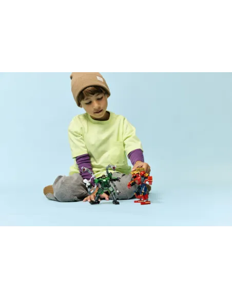 LEGO Marvel | 76338 Battaglia Mech: Spider-Man vs. Doc Ock, Giocattolo da Supereroi, 2 Action Figure, 3 Minifigure, Regalo 6+