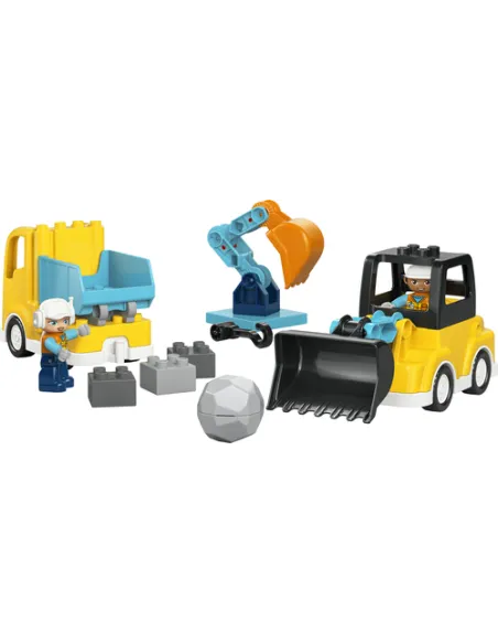 LEGO DUPLO 10475 Veicoli da Cantiere 3 in 1, Gioco Didattico Montessori 2+, Camion, Escavatore e Gru Giocattolo, Idea Regalo