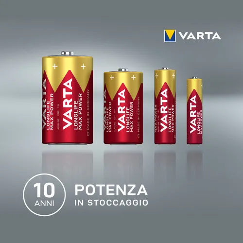 Varta Longlife Max Power, Batteria Alcalina,...