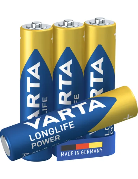 Varta Longlife Power, Batteria Alcalina, AAA, Micro, LR03, 1.5V, Blister da 4, Made in Germany