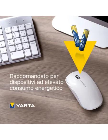 Varta Longlife Power, Batteria Alcalina, AAA, Micro, LR03, 1.5V, Blister da 4, Made in Germany