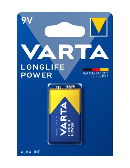 Varta Longlife Power, Batteria Alcalina, 9V, E-Block, 6LP3146