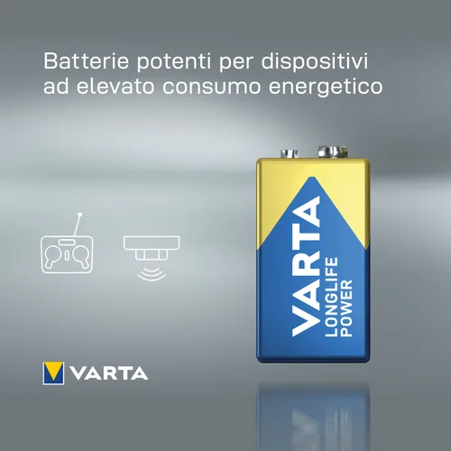 Varta Longlife Power, Batteria Alcalina, 9V,...