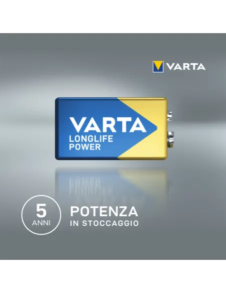 Varta Longlife Power, Batteria Alcalina, 9V, E-Block, 6LP3146