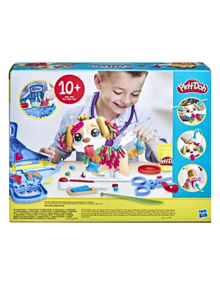 Play-Doh Set da Veterinario, playset con cane giocattolo per bambini dai 3 anni in su, include 10 strumenti e 5 colori di pasta 
