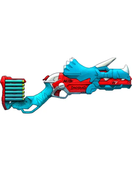 Nerf DinoSquad - Tricera-blast (blaster con alloggiamento per caricamento di 3 dardi, con supporto dardi e design dinosauro Tric