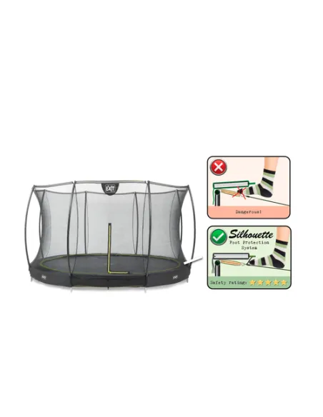 EXIT Silhouette ground trampoline ø366cm with safety net - black Esterno Rotondo Molla elicoidale Trampolino interrato
