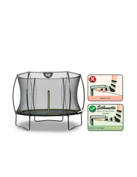 EXIT Silhouette trampoline ø244cm - black Esterno Rotondo Molla elicoidale Trampolino fuori terra