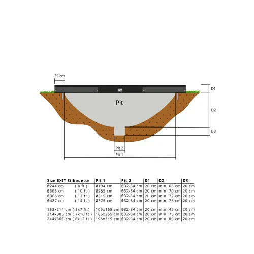 EXIT Silhouette ground trampoline ø366cm with...