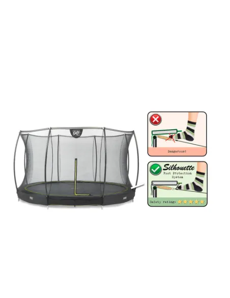 EXIT Trampolino Silhouette DA TERRA ø427cm con  rete di protezione - Nero