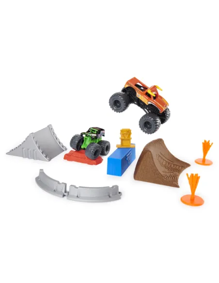 Monster Jam , set per acrobazie ufficiale con i veicoli Monster Truck Grave Digger ed El Toro Loco, in scala 1:70