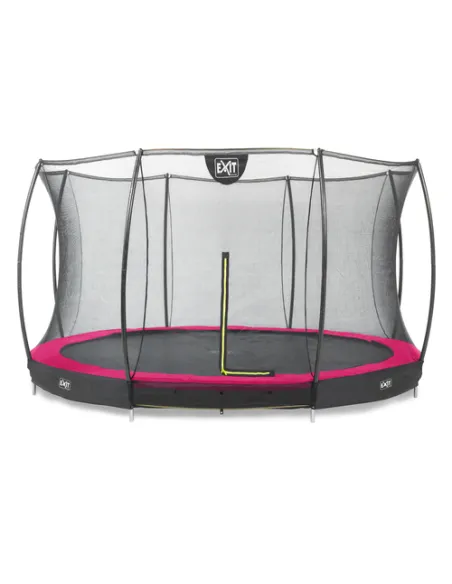 EXIT Silhouette ground trampoline ø427cm with safety net - pink Esterno Rotondo Molla elicoidale Trampolino interrato