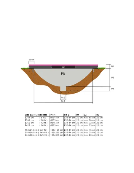 EXIT Silhouette ground trampoline ø427cm with safety net - pink Esterno Rotondo Molla elicoidale Trampolino interrato